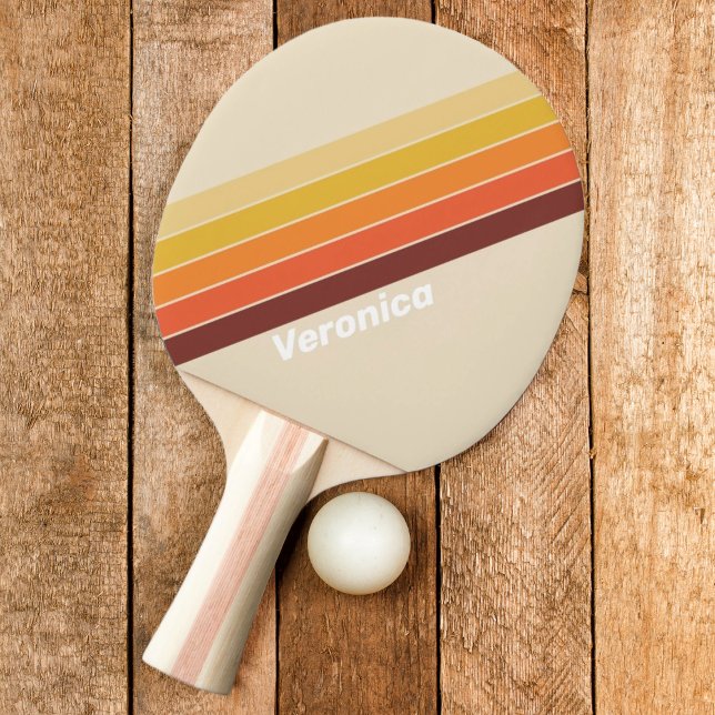Raquete De Ping Pong Faixa Retroativa com Nome (Criador carregado)