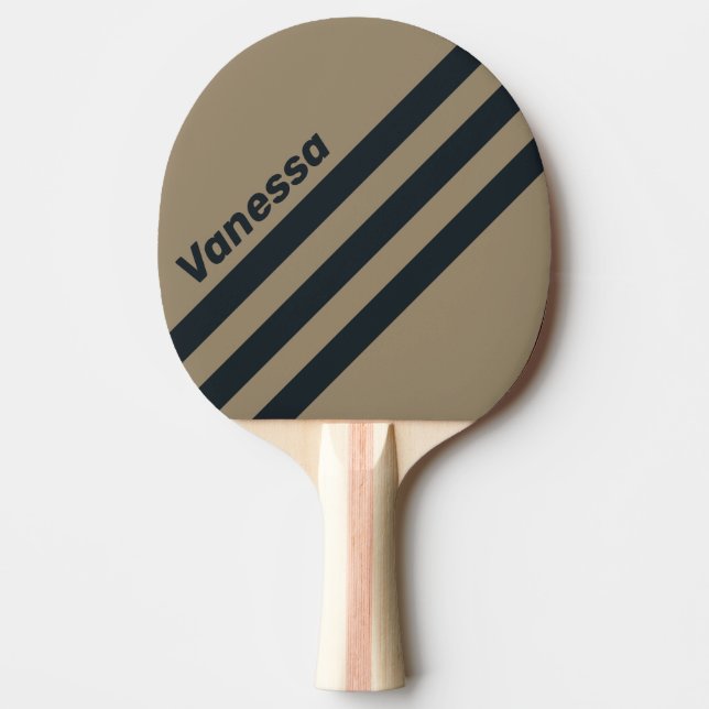 Raquete De Ping Pong Faixa Triangular Retro Deserto com Nome (Frente)