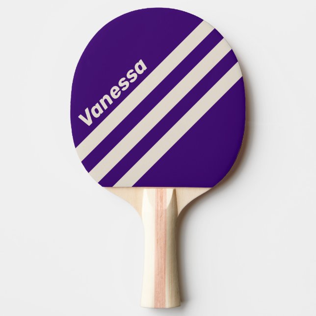 Raquete De Ping Pong Faixa Triangular Retro Grapevine com Nome (Frente)