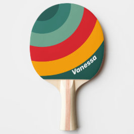 Raquete De Ping Pong Faixa Verde em Círculo com Nome