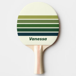 Raquete De Ping Pong Faixa Verde Retro Cinco Ao Longo com Nome