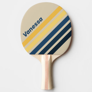 Raquete De Ping Pong Faixas Anguladas de Areia de Praia Vintage com Nom