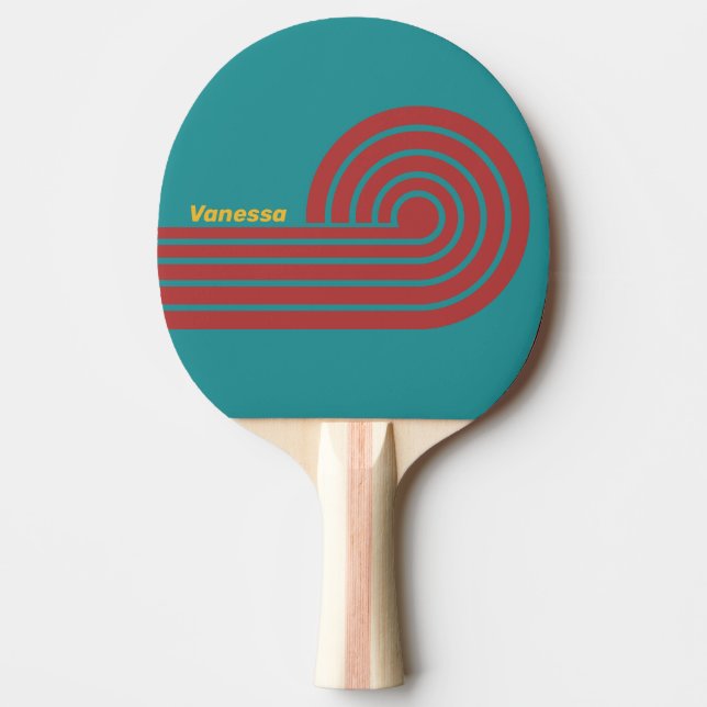 Raquete De Ping Pong Faixas de Ondulação Ruby Reef com Nome (Frente)