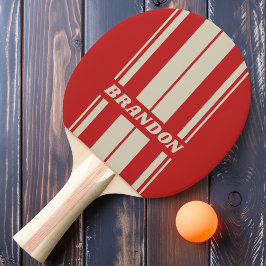 Raquete De Ping Pong Faixas de Placa Carmesim Retro com Nome