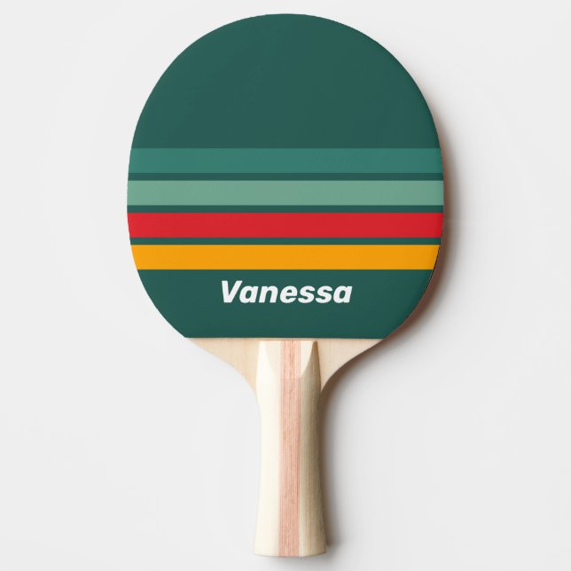 Raquete De Ping Pong Faixas Verdes com Nome (Frente)