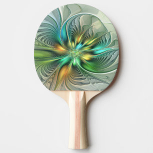 Raquete De Ping Pong Fantasia Abstrata Moderna Colorida Floral Fractal