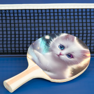 Raquete De Ping Pong Fantasy Fluffy White Cat