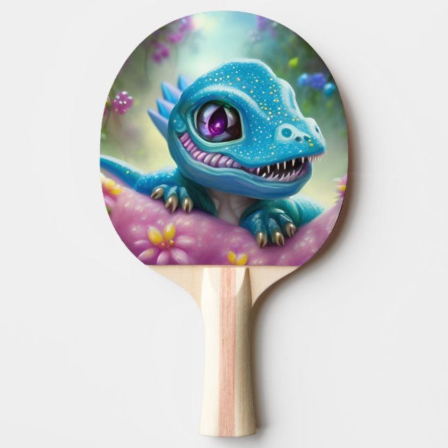 Raquete De Ping Pong Fantasy Kawaii, um lindo e adorável dragão bebê (Frente)