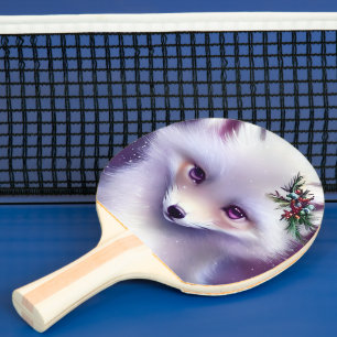 Raquete De Ping Pong Fantasy White Baby Fox com Olhos Lavandas
