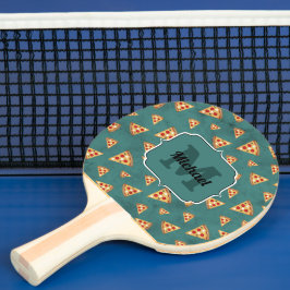 Raquete De Ping Pong Fatias de pizza legais padrão vintage azul-turques