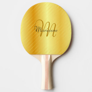 Raquete De Ping Pong Faux Dourado Monogrammed Elegant Modern Modelo