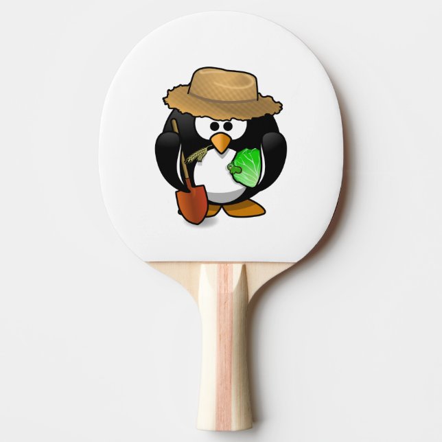 Raquete De Ping Pong Fazendeiro adorável do pinguim dos desenhos (Frente)