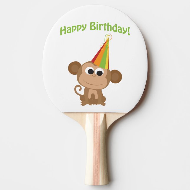 Raquete De Ping Pong Feliz Aniversário Macaco (Frente)