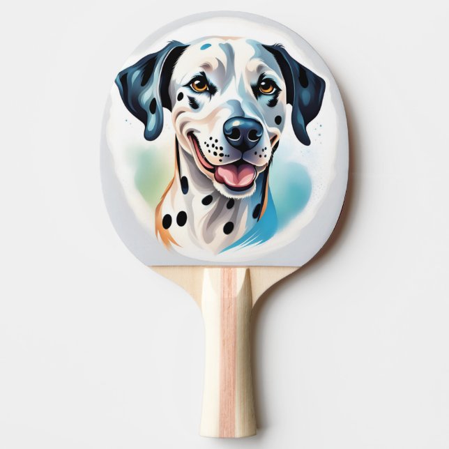 Raquete De Ping Pong Feliz Cão Dalmático Pet (Frente)