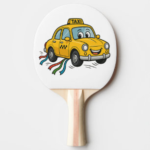 Raquete De Ping Pong Feliz Cartoon Taxi