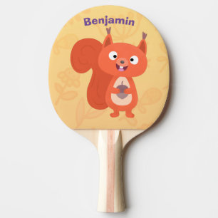 Raquete De Ping Pong Feliz desenho animado de esquilo vermelho