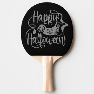 Raquete De Ping Pong Feliz morcego de Halloween jack ou lanterna