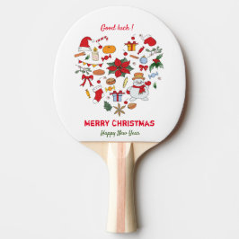 Raquete De Ping Pong Feliz Natal e Ano Novo Minimalista