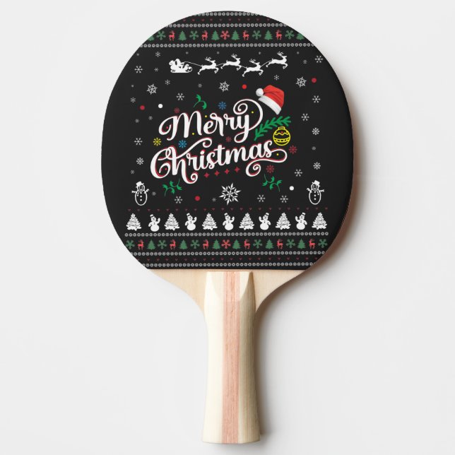 Raquete De Ping Pong Feliz Natal Engraçado (Frente)
