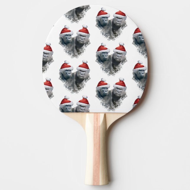 Raquete De Ping Pong Feliz Natal Gorila (Frente)