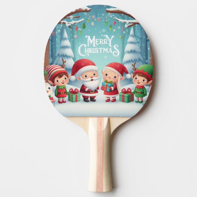 Raquete De Ping Pong Feliz Natal/papais noeis/elfos neve (Frente)