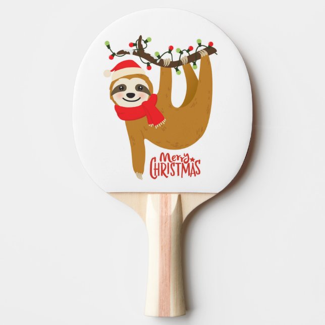 Raquete De Ping Pong Feliz Natal Sloth | Feriados (Frente)