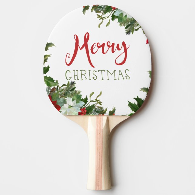 Raquete De Ping Pong Feliz Natal verde (Frente)