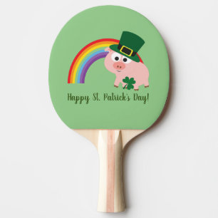 Raquete De Ping Pong Feliz Rua, dia de Patrick, Cute Leprechaun Pig