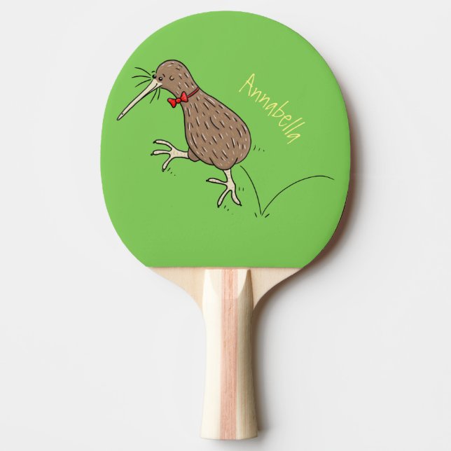 Raquete De Ping Pong Feliz salto em kiwi com design de desenho de arco (Frente)