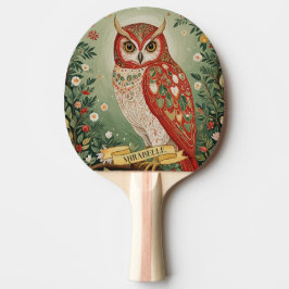 Raquete De Ping Pong Festivo Foliage Owl Personalizado