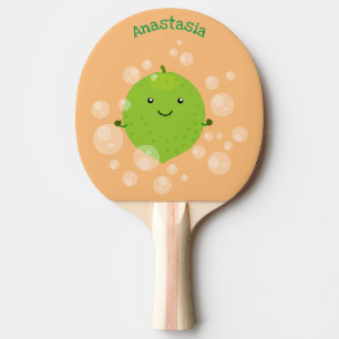 Raquete De Ping Pong Figura de desenho animado das bolhas de limão verd