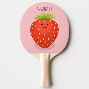 Raquete De Ping Pong Figura de desenho animado de morango kawaii