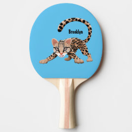 Raquete De Ping Pong Figura de desenho animado de ocelot bonito