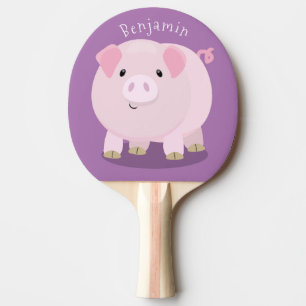 Raquete De Ping Pong Figura de desenho animado de porco, cor-de-rosa-br