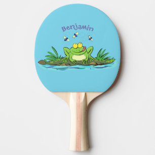 Raquete De Ping Pong Figura de desenho animado de sapo verde-esfomeado