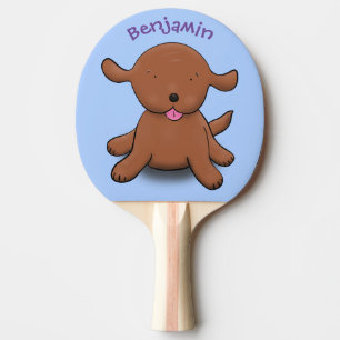 Raquete De Ping Pong Figura de desenho azul de cachorro feliz e bonito