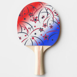 Raquete De Ping Pong Fireworks no Red White Blue
