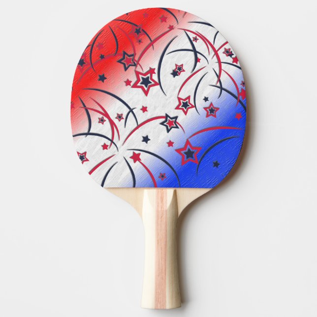 Raquete De Ping Pong Fireworks no Red White Blue (Frente)