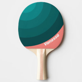 Raquete De Ping Pong Flamingo Aqua Circle Stripe with Name