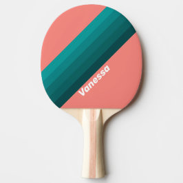 Raquete De Ping Pong Flamingo Aqua Stripes with Name