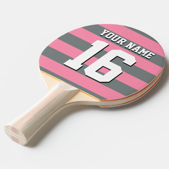 Raquete De Ping Pong Flamingo Pink Team Jersey Preppy Stripe (Frente inclinada)