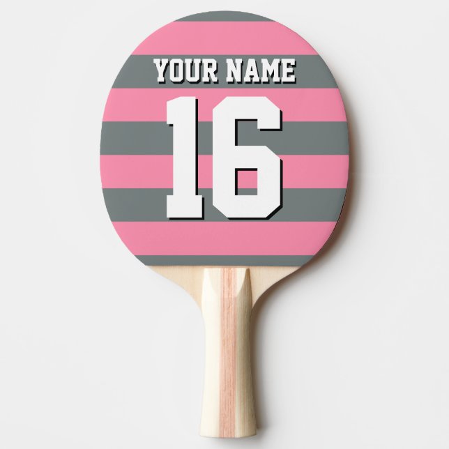 Raquete De Ping Pong Flamingo Pink Team Jersey Preppy Stripe (Frente)