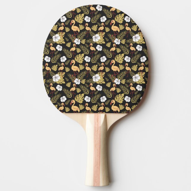 Raquete De Ping Pong Flamingo, sem descontinuidades, flores amarelas e  (Frente)