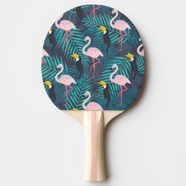 Raquete De Ping Pong Flamingo, tucano: padrão das folhas tropicais (Frente)