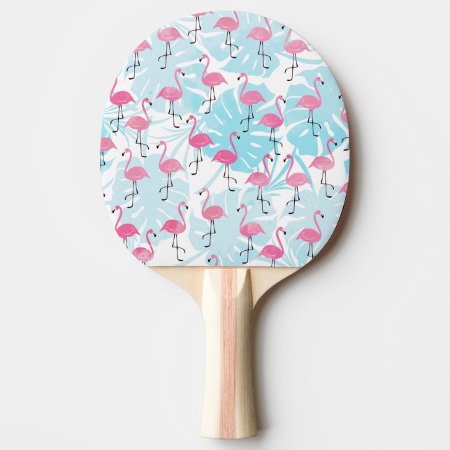 Raquete De Ping Pong flamingos graciosos e folhas de monstera (Frente)