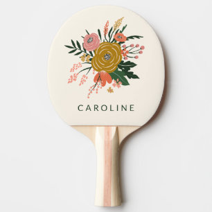 Raquete De Ping Pong Flor Botânica Minimalista Simples Personalizada