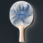 Raquete De Ping Pong Flor de Arte Fracionada com Cinza Azul abstrato<br><div class="desc">Flor fantasia única com tons de azul e cinza, abstrato e elegante. Design para o seu pás de pingue-pongue e muito mais.</div>