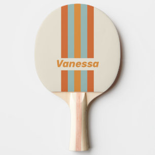 Raquete De Ping Pong Flor do Deserto Vintage com Faixas e Nome