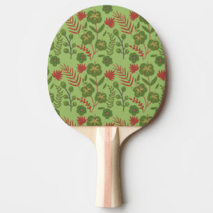 Raquete De Ping Pong Flor floral verde, sem costura, ramal, folha