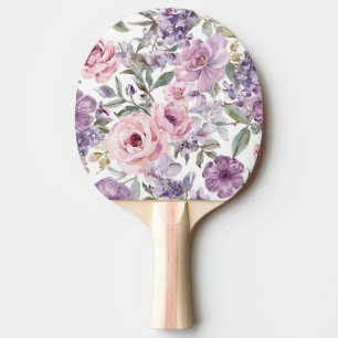 Raquete De Ping Pong Flor Lavanda Rosa Floral Água Cor Roxa